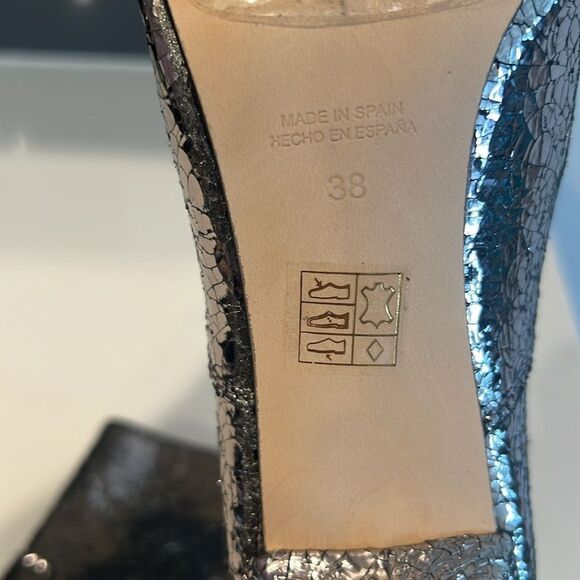 Free People Willa Metallic Leather Ankle Boot Silver Size 8 Eu38 - Picture 8 of 11